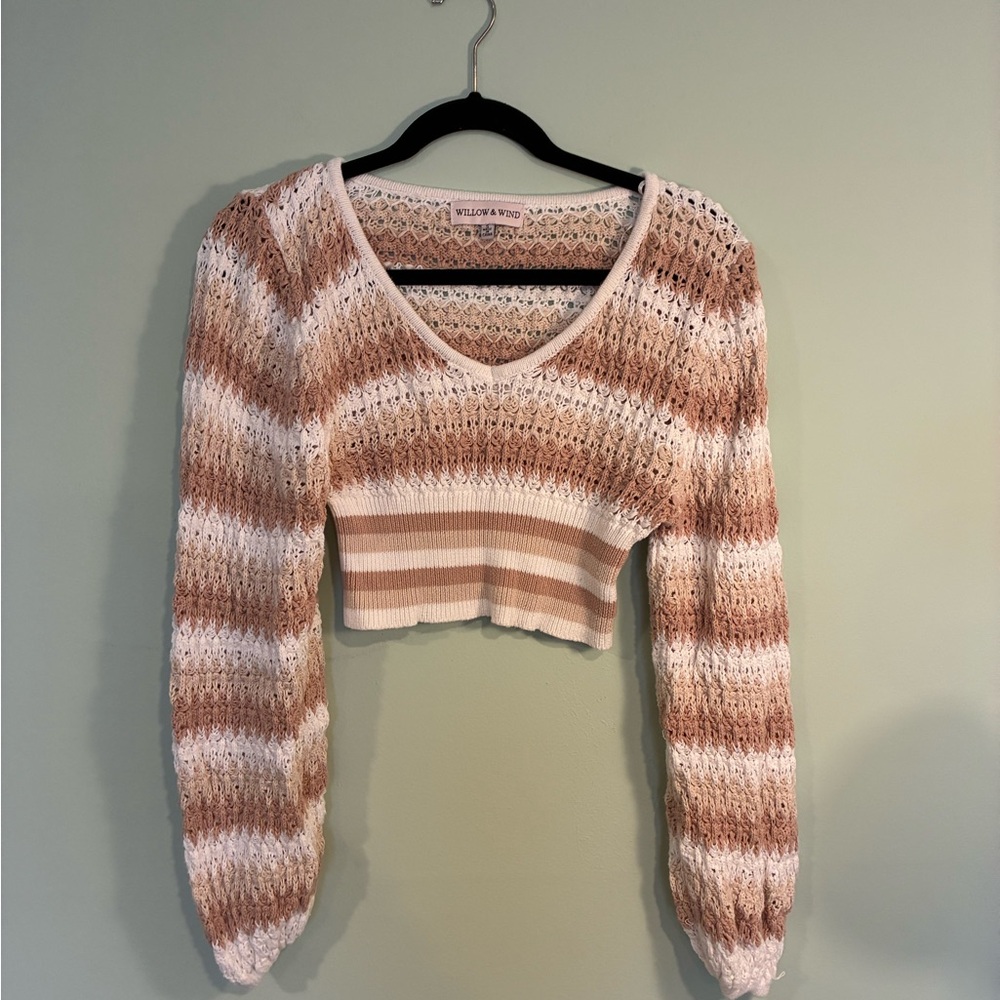 Striped Knit Cropped Sweater